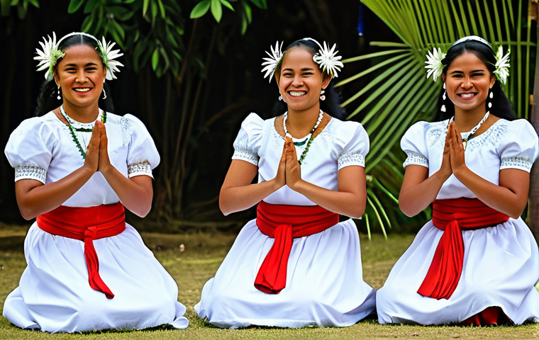 A group of Tongan women, elegantly dressed in vibrant, traditional Tongan attire, fully clothed, modest clothing, appropriate attire, are performing a seated Ma'ulu'ulu dance. Their well-formed hands are gracefully gesturing, conveying stories with precise, synchronized movements and dignified expressions. They are in a natural pose, surrounded by a warm, inviting village community at an outdoor cultural festival under soft daylight. The atmosphere is festive and joyful, reflecting deep cultural heritage. This image is safe for work, appropriate content, fully clothed, and family-friendly, showcasing perfect anatomy, correct proportions, natural body proportions, and proper finger count in professional, high-quality, realistic photography with natural lighting.